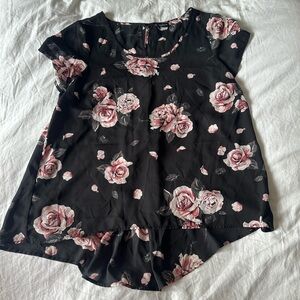 Torrid Floral Black and Pink Blouse